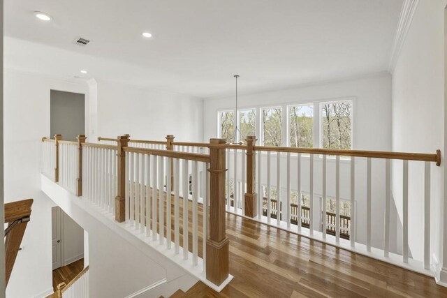 828 Chestnut Pl, Milton, GA 30004 - hallway featuring wood finished floors, recessed lighting, and crown molding