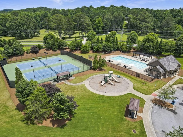 828 Chestnut Pl, Milton, GA 30004 - aerial view of a pool and a forest