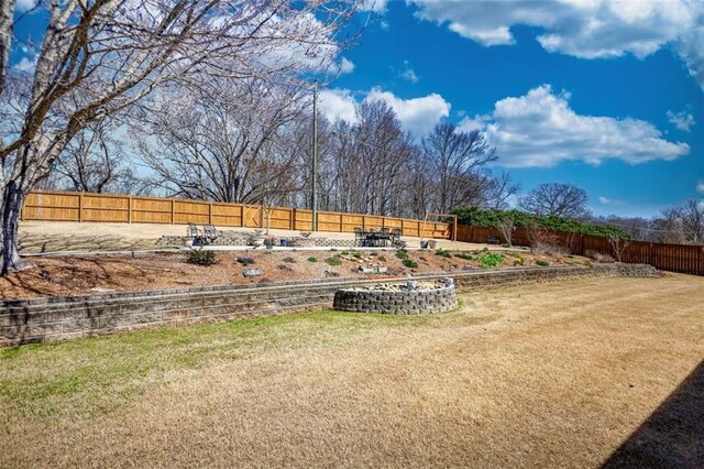 view of yard with a fenced backyard
