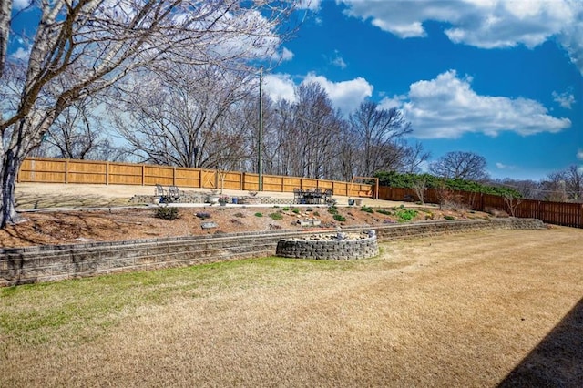 view of yard with a fenced backyard