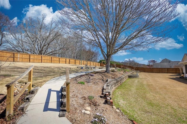 view of yard featuring a fenced backyard