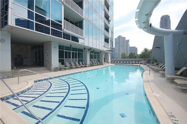 view of pool with a patio area