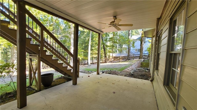 view of patio / terrace featuring ceiling fan