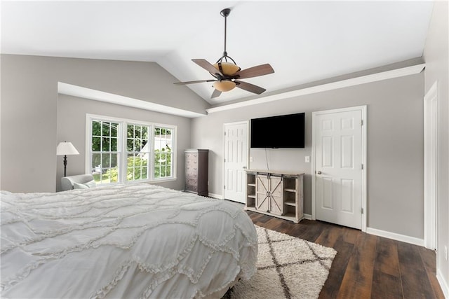 4816 Morning Chase NW, Acworth, GA 30102 - bedroom featuring vaulted ceiling, wood finished floors, and ceiling fan