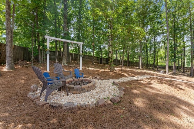 4816 Morning Chase NW, Acworth, GA 30102 - fenced backyard with a fire pit