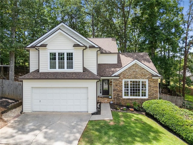 4816 Morning Chase NW, Acworth, GA 30102 - traditional-style home featuring concrete driveway, roof with shingles, an attached garage, and stone siding
