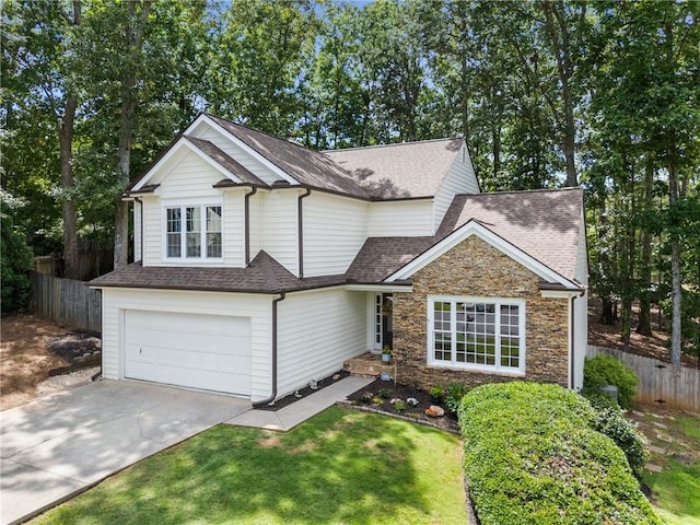 4816 Morning Chase NW, Acworth, GA 30102 - traditional-style house featuring driveway, a shingled roof, a garage, and stone siding