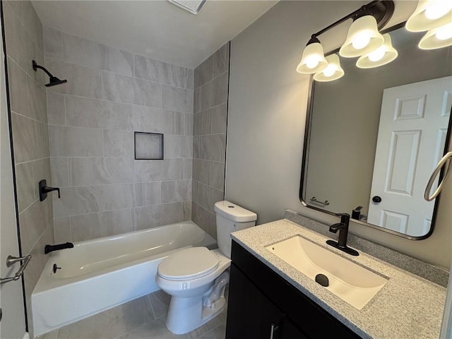 full bath with vanity, toilet, and shower / washtub combination