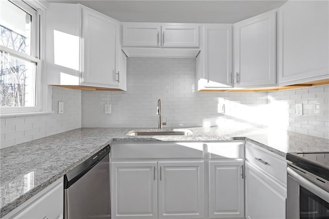 kitchen featuring sink, white cabinetry, and appliances with stainless steel finishes