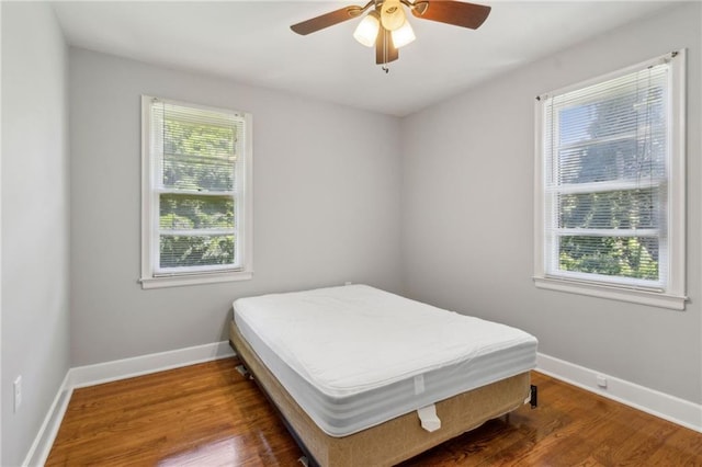 128 Mountain View Dr, Gainesville, GA 30501 - bedroom featuring baseboards, wood finished floors, and ceiling fan