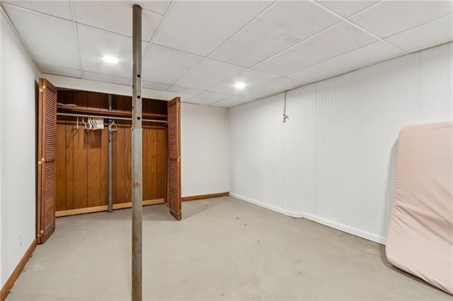 128 Mountain View Dr, Gainesville, GA 30501 - unfurnished bedroom featuring baseboards, concrete floors, a paneled ceiling, and recessed lighting
