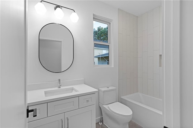 full bathroom with vanity, shower / bath combination, and toilet