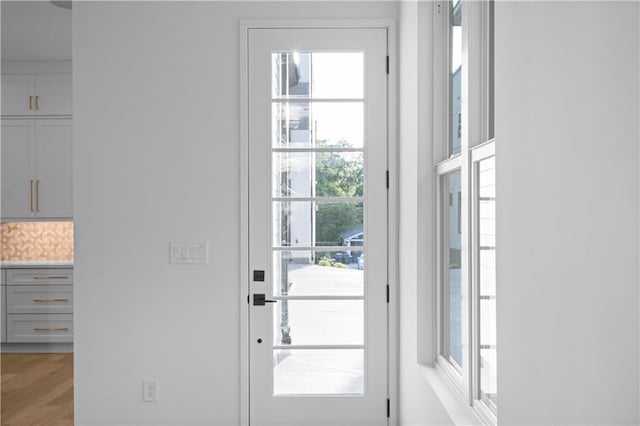 entryway featuring light wood-type flooring and a wealth of natural light