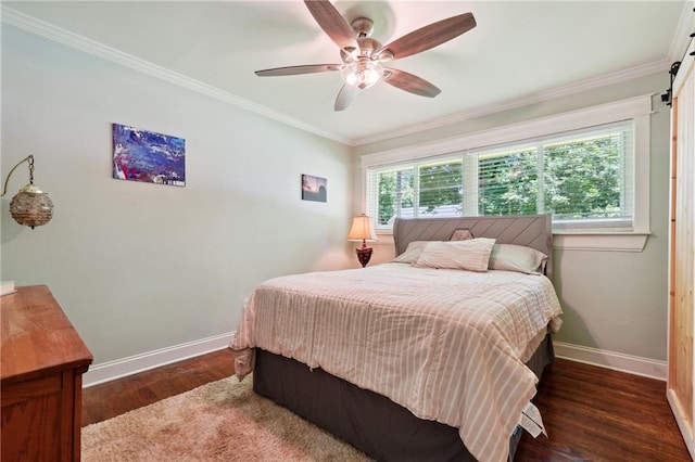 1192 Eastridge Rd SW, Atlanta, GA 30311 - bedroom with crown molding, dark hardwood / wood-style floors, and ceiling fan