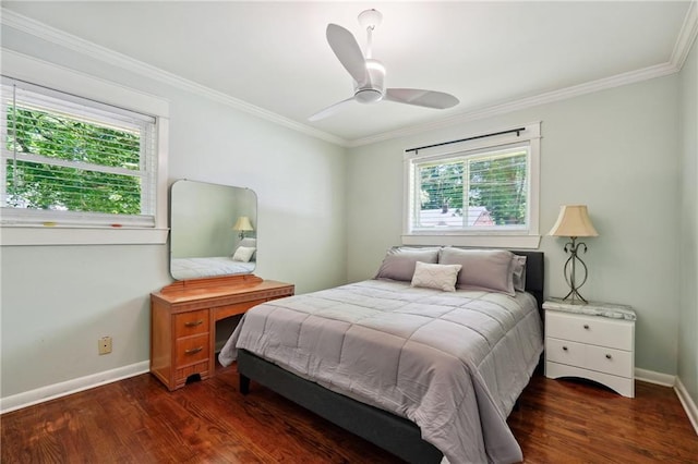 1192 Eastridge Rd SW, Atlanta, GA 30311 - bedroom featuring dark wood-type flooring, ornamental molding, and ceiling fan