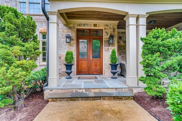 property entrance with french doors