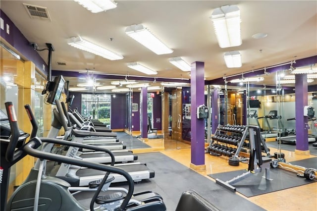 exercise room with visible vents