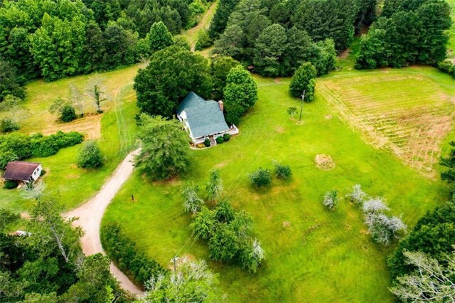 aerial view with a rural view