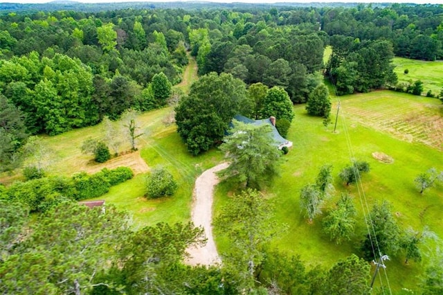 aerial view featuring a forest view