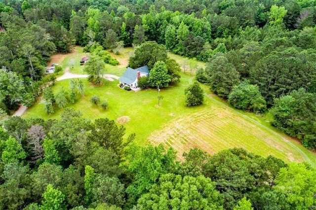 aerial view with a forest view