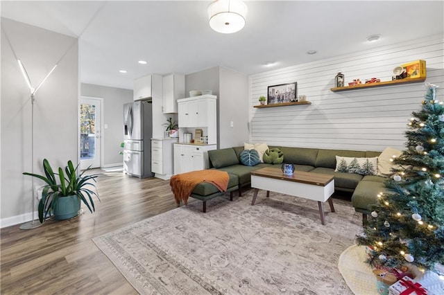 living room with wood-type flooring