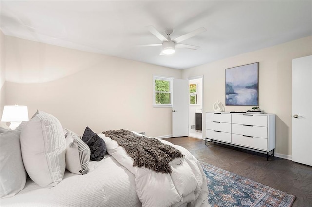 3131 Garden Lane Dr, Marietta, GA 30062 - bedroom featuring baseboards, dark wood-style floors, and ceiling fan