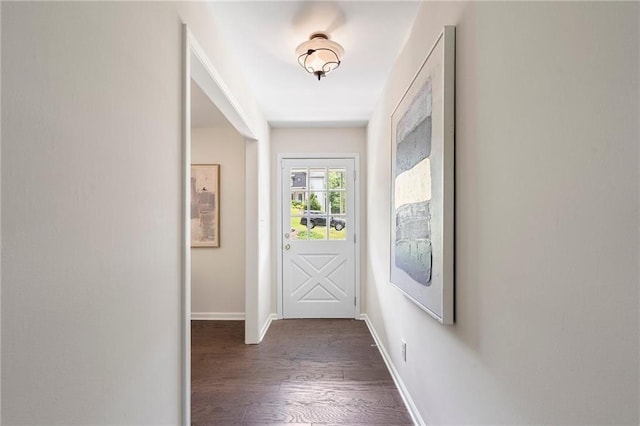 3131 Garden Lane Dr, Marietta, GA 30062 - doorway to outside featuring dark wood-type flooring and baseboards