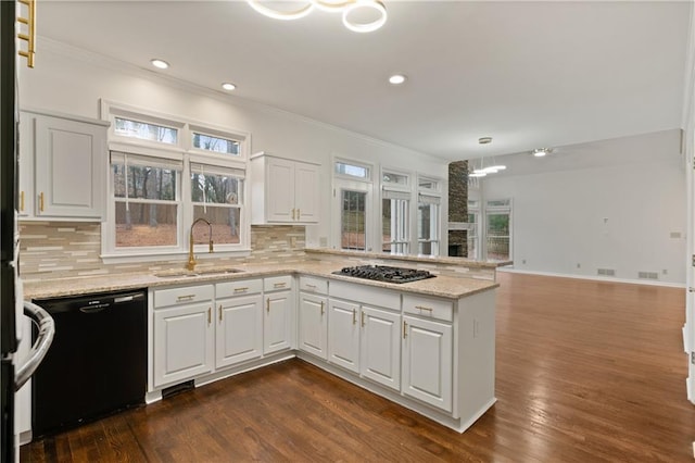 kitchen with white cabinetry, dishwasher, sink, and gas stovetop