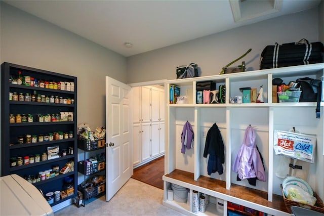 mudroom with attic access