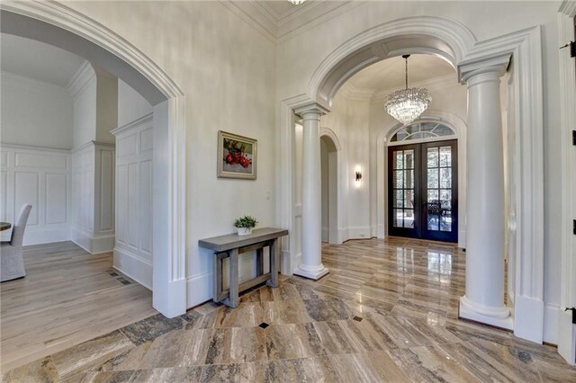 4505 Whitestone Way, Suwanee, GA 30024 - entryway featuring a decorative wall, decorative columns, and marble finish floor