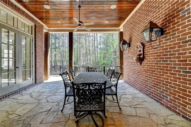 4505 Whitestone Way, Suwanee, GA 30024 - view of patio with outdoor dining area, french doors, and ceiling fan
