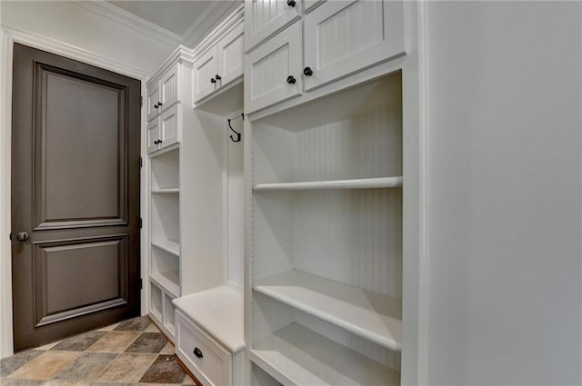 4505 Whitestone Way, Suwanee, GA 30024 - mudroom with stone finish floor and crown molding