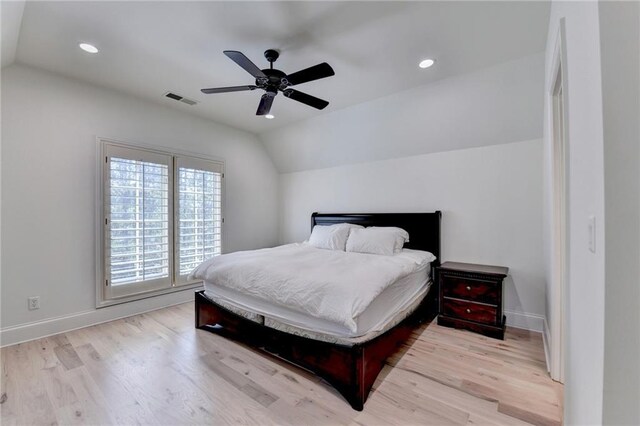 4505 Whitestone Way, Suwanee, GA 30024 - bedroom with visible vents, recessed lighting, wood finished floors, and lofted ceiling