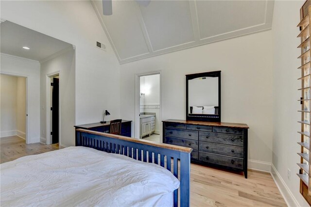 4505 Whitestone Way, Suwanee, GA 30024 - bedroom featuring light wood finished floors, visible vents, baseboards, and ensuite bath