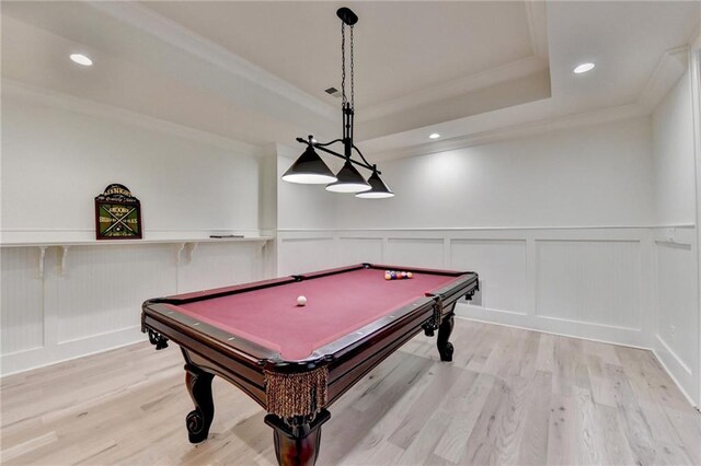4505 Whitestone Way, Suwanee, GA 30024 - recreation room with a decorative wall, a raised ceiling, and light wood-style floors