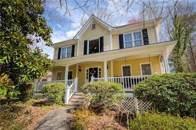 view of front of house with covered porch