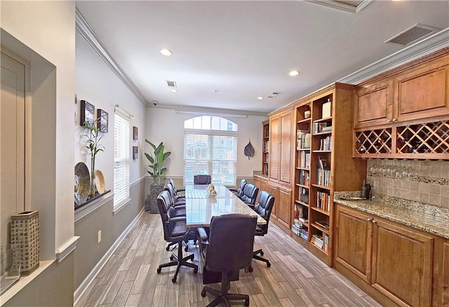 1074 Peachtree Walk NE Unit B 216, Atlanta, GA 30309 - office space featuring visible vents, crown molding, and light wood-style floors
