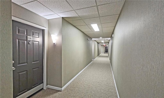 1074 Peachtree Walk NE Unit B 216, Atlanta, GA 30309 - hall featuring carpet, baseboards, and a drop ceiling
