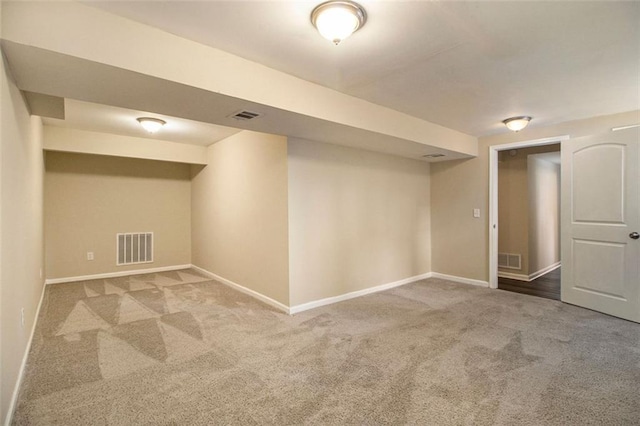 basement with carpet floors