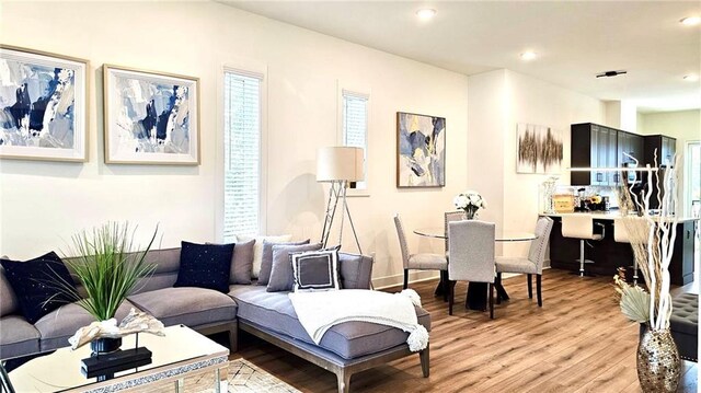 living room featuring light hardwood / wood-style floors