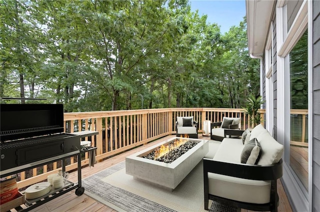 4910 Aldbury Ln, Suwanee, GA 30024 - wooden terrace with an outdoor living space with a fire pit