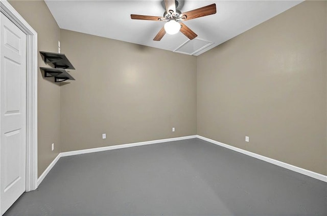 4910 Aldbury Ln, Suwanee, GA 30024 - unfurnished room with finished concrete flooring, a ceiling fan, and baseboards