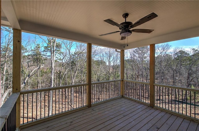 deck featuring a ceiling fan