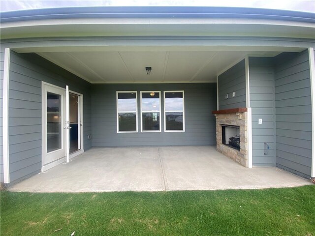 226 Montview Dr, Jefferson, GA 30549 - view of patio featuring an outdoor stone fireplace