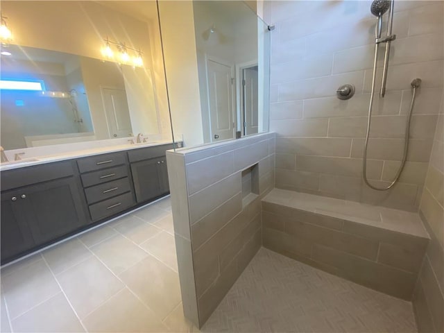 226 Montview Dr, Jefferson, GA 30549 - full bath featuring tiled shower, tile patterned flooring, and double vanity