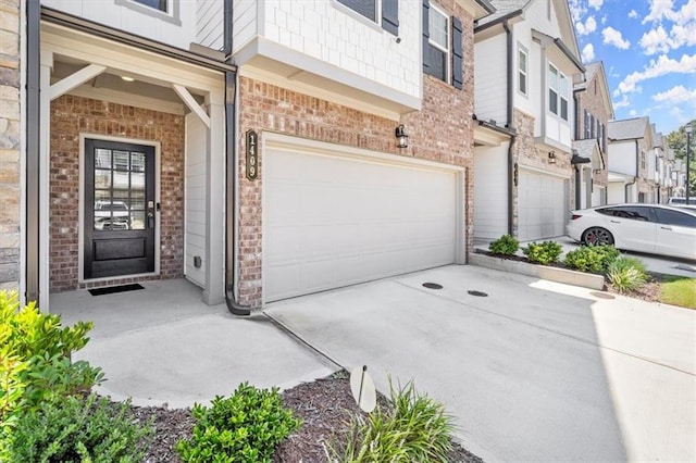 property entrance with a garage