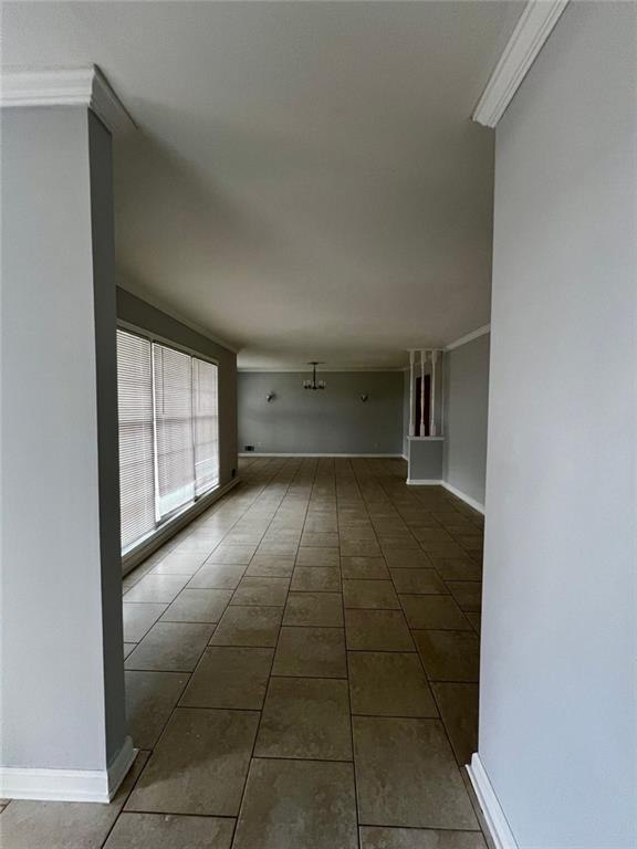 interior space featuring crown molding