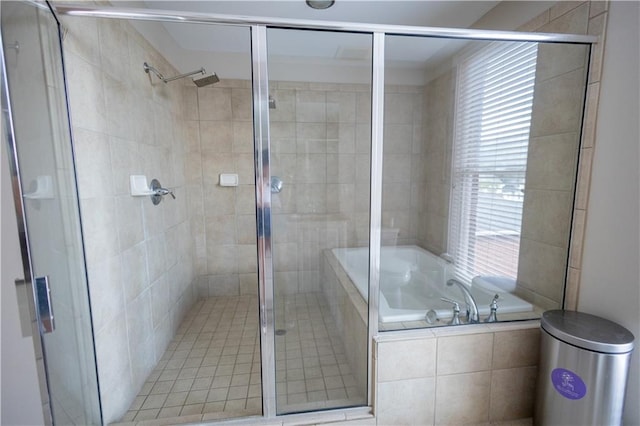 bathroom with plus walk in shower