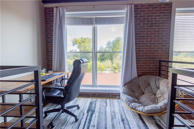 office space featuring hardwood / wood-style flooring