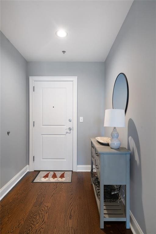 270 17th St NW Unit 2210, Atlanta, GA 30363 - entryway featuring baseboards, dark wood-style floors, and recessed lighting